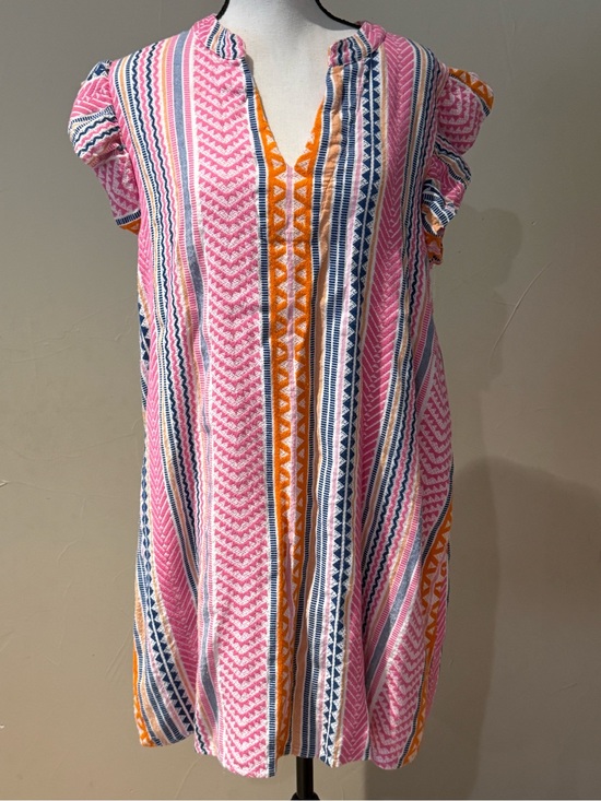 THML Dresses & Skirts - THML Pink Striped Summer Dress with Orange & Navy Accents